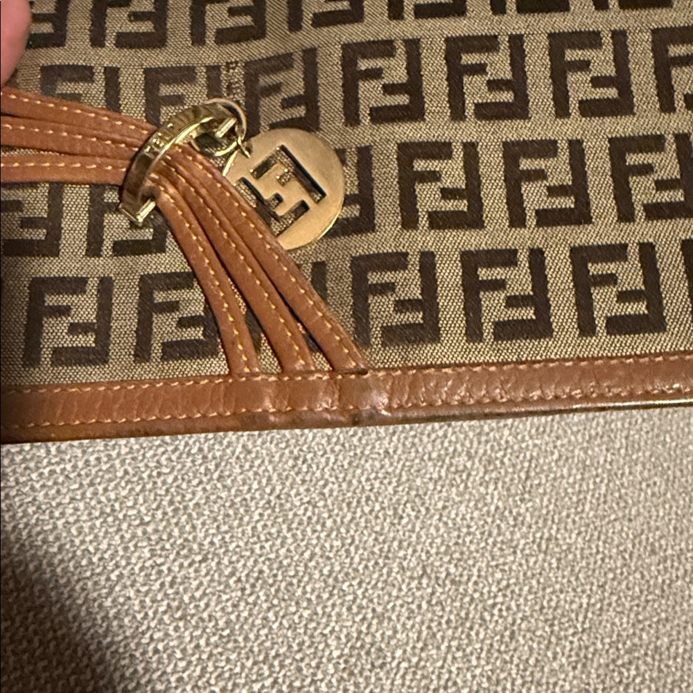 Authentic Fendi Brown Charm Zucchino Canvas Wallet - Picture 14 of 16